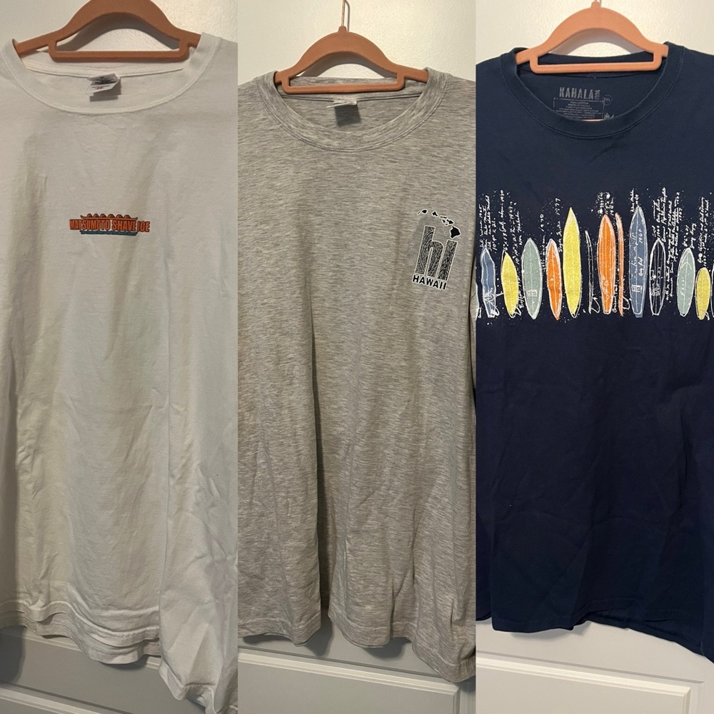 Hawaii Tourist Tshirts Men’s 2XL Long Sleeve Short Sleeve Tshirts Lot Of 3